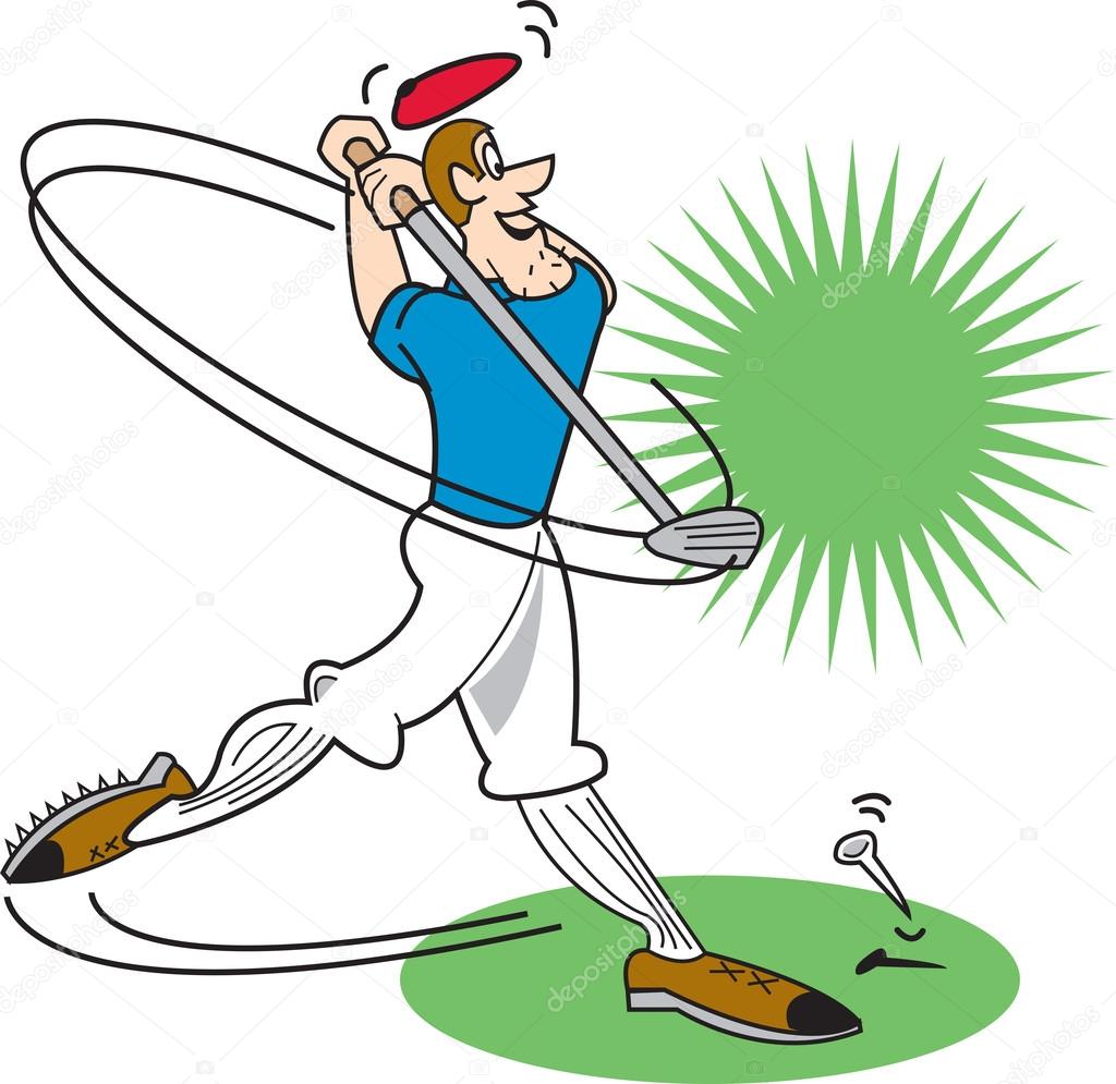 Male golfer swinging a golf club