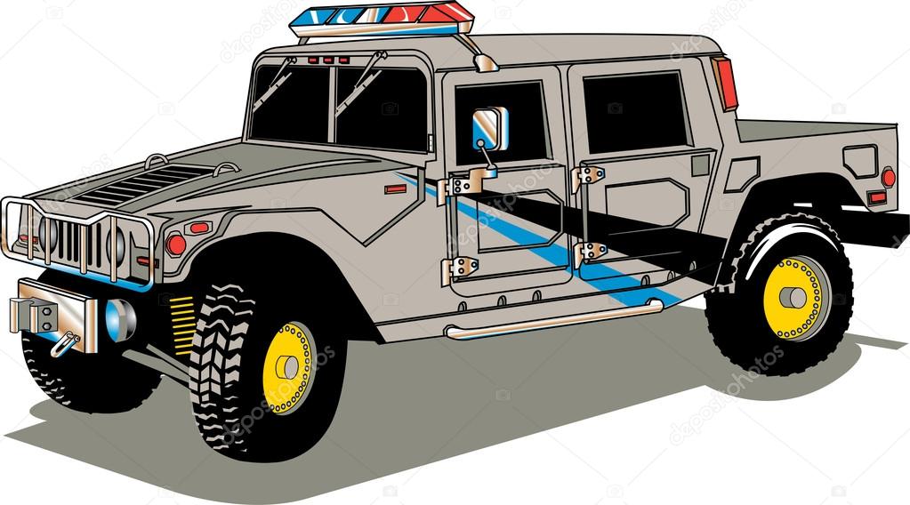 Big Gray Police Patrol Hummer H2 Vehicle