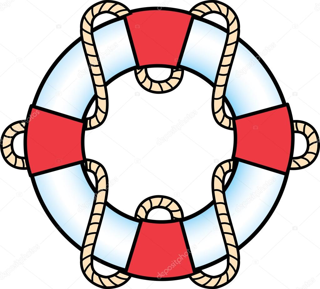 Red And White Life Preserver Ring With A Rope