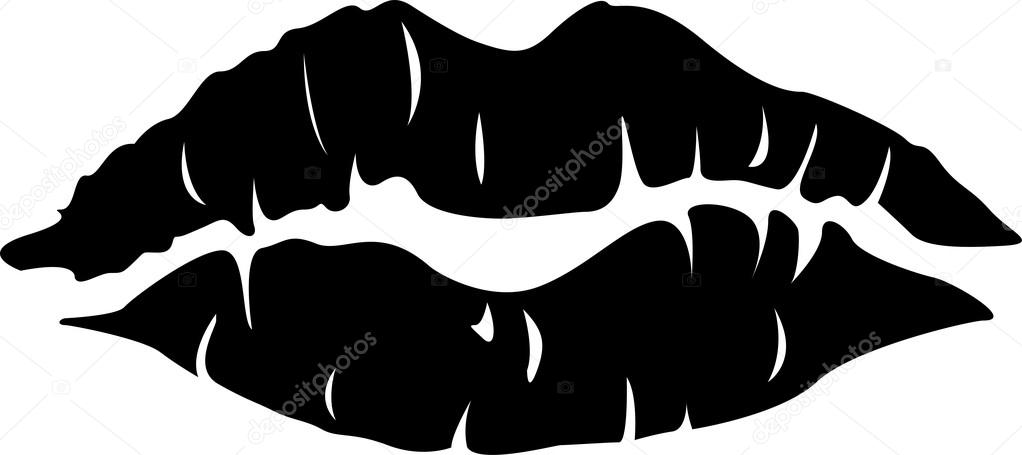 Seductive Black Lipstick Kiss Mark