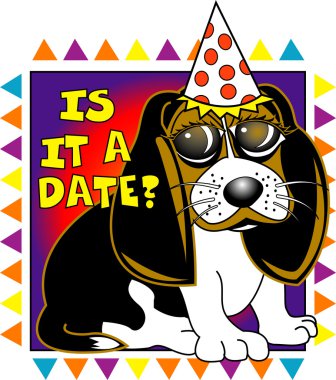 parti şapkası giyen sevimli beagle yavru