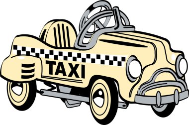 Retro sarı oyuncak pedal taksi araba