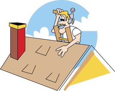 merdiven, sarışın erkek çatı ustası çatı yama