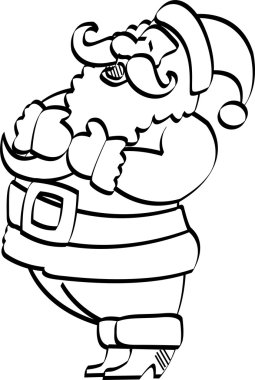 Sayfa anahat göğsüne tutarak ve gülerek Santa boyama