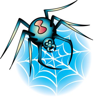 Black Widow Spider On A Web Tattoo Design clipart