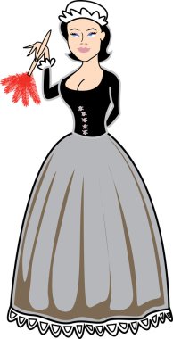 Victorian Woman Using A Feather Duster clipart