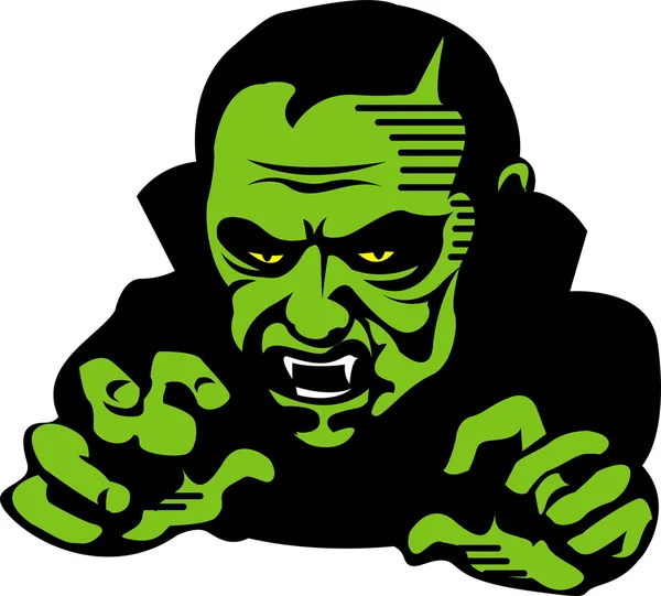 Skrämmande gröna vampyr når utåt — Stock vektor