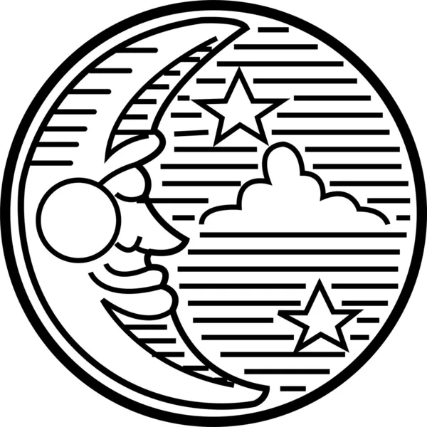 Луна и звезды в ночном небе — стоковый вектор