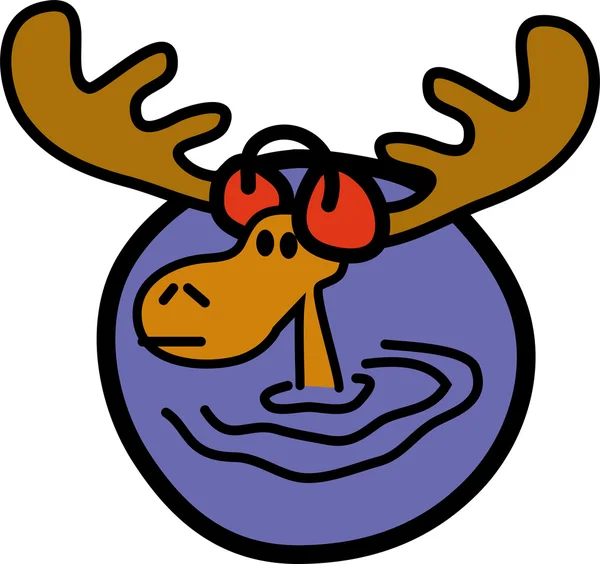 Wading Moose Wearing Ear Muffs — Stock Vector