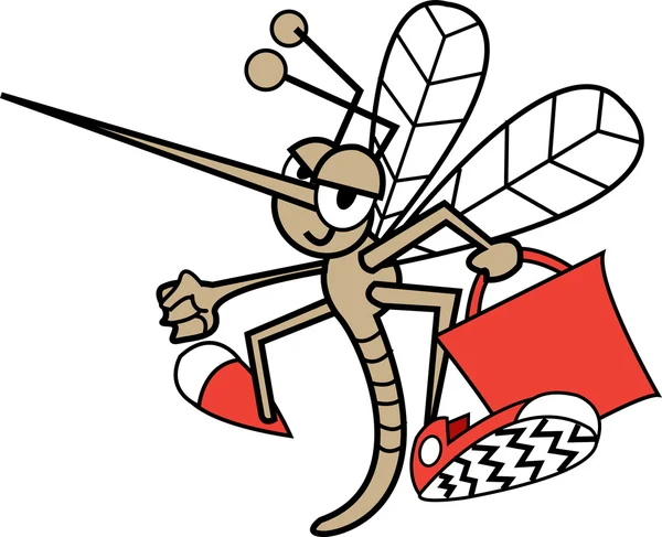 Κουνουπιών που φέρουν με μια κόκκινη τσάντα — Διανυσματικό Αρχείο