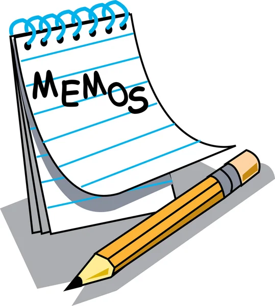 Kladblok met beklede pagina's met memo's geschreven op de voorkant — Stockvector
