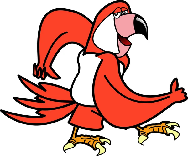 Papegaai wandel- en swingende van zijn armen — Stockvector
