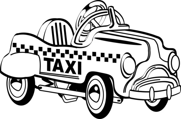 Carro de táxi de pedal de brinquedo amarelo retro — Vetor de Stock