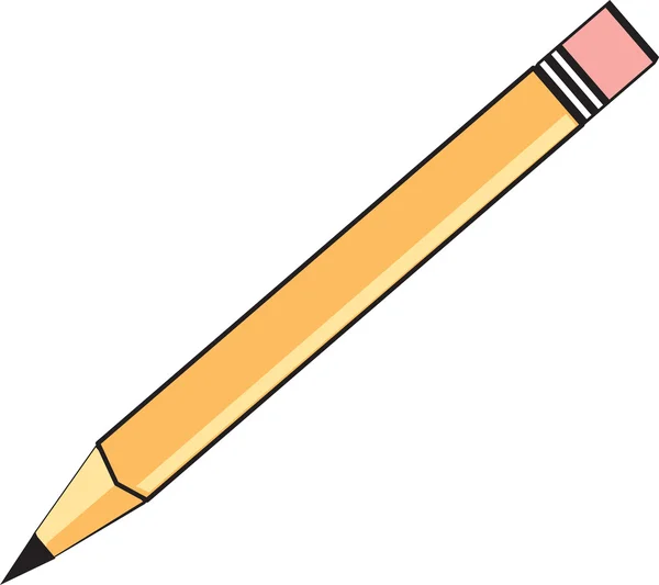 Yellow School Pencil With An Eraser — Stock Vector