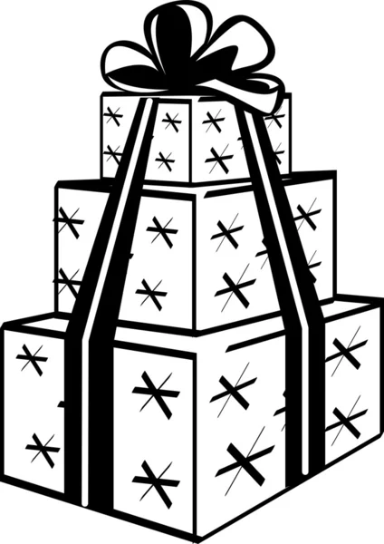 3 つのラップ プレゼントの黒と白のタワー — ストックベクタ