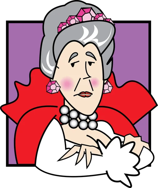 Горда королева носить рожеві коштовності у волоссі — стоковий вектор