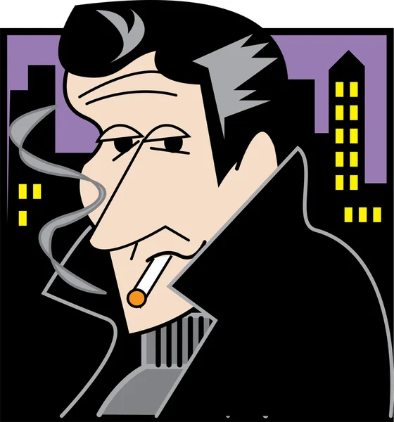 Handsom Rebellious Man Smoking A Cigarette — Stock Vector