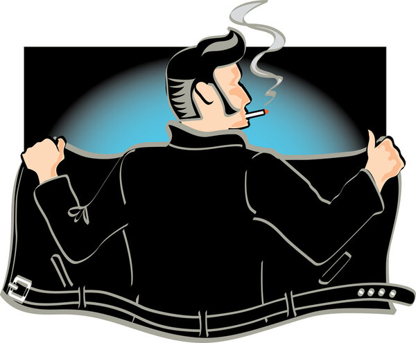 Retro Rockabilly Greaser раскрывает пиджак
