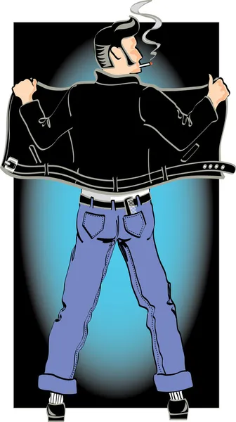Retro Rockabilly Greaser раскрывает пиджак — стоковый вектор
