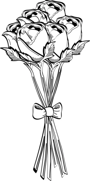 Strauß schwarzer und weißer Rosen — Stockvektor