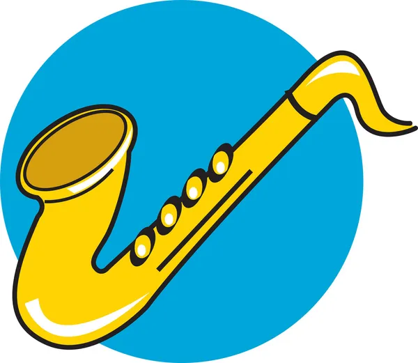 Shiny Gold Saxophone Over Blue — Stock Vector