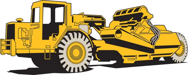 Scraper or heavy machinery for asphalt paving — Stock Vector