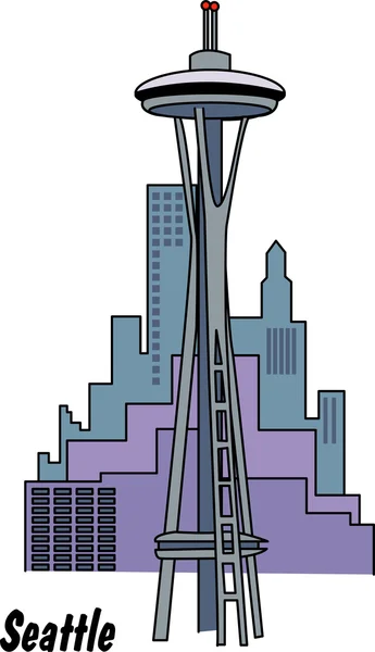 The Space Needle And Seattle Washington Skyline — Stock Vector