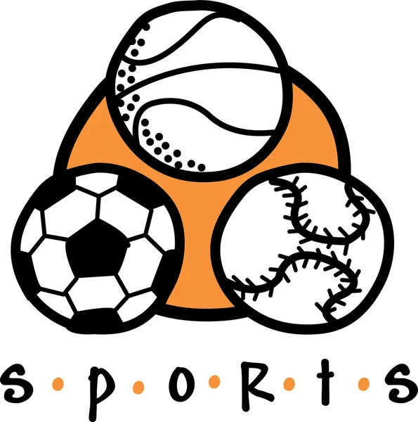 Illustration de clipart de basket-ball, ballon de football et baseball — Image vectorielle