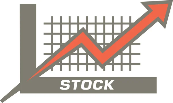 Seta laranja-vermelha subindo sobre um gráfico — Vetor de Stock