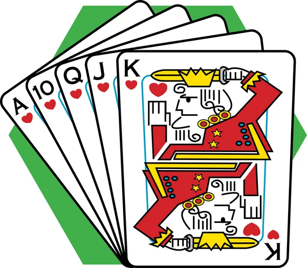 Straight Flush Of Playing Cards - Stok Vektor