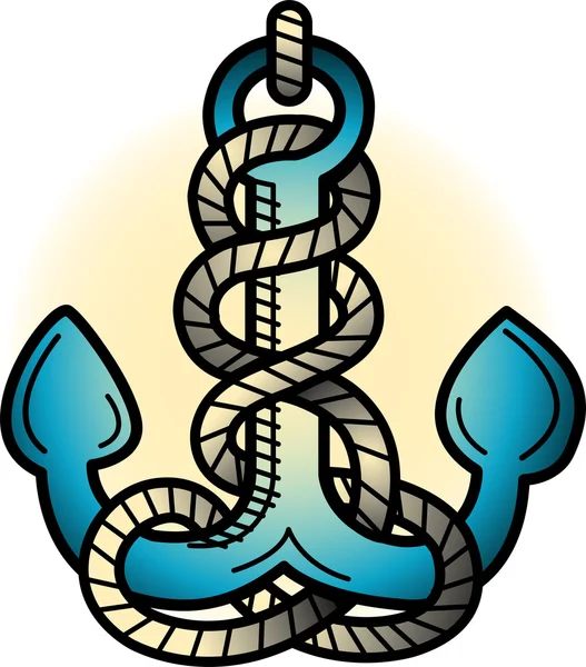 蓝色船锚和绳子 — 图库矢量图片