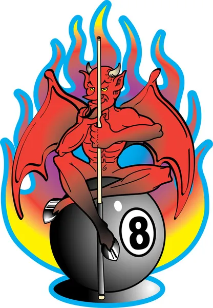 Desenho de tatuagem Devil 8 Ball Clip Art — Vetor de Stock