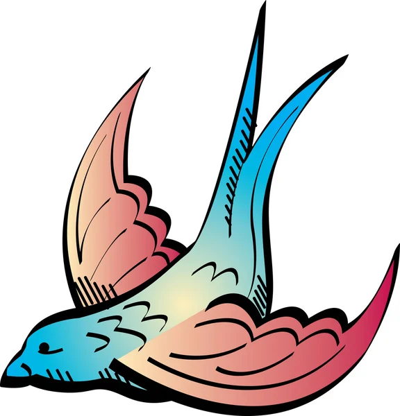 Bleu et rose tatouage Swallow Design — Image vectorielle