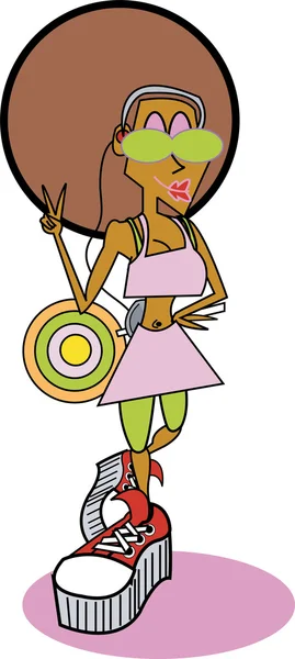 Cool African American Disco Girl Wearing Cool Clothes — Stock Vector