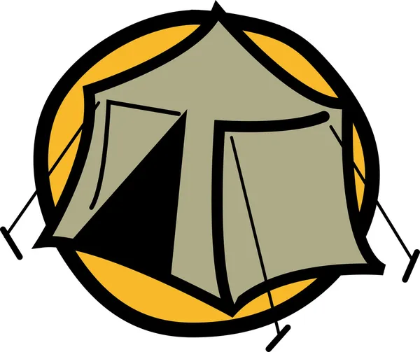 Tienda montada en un camping — Vector de stock