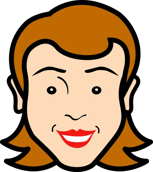 Vriendelijke womans gezicht met rode lippenstift — Stockvector