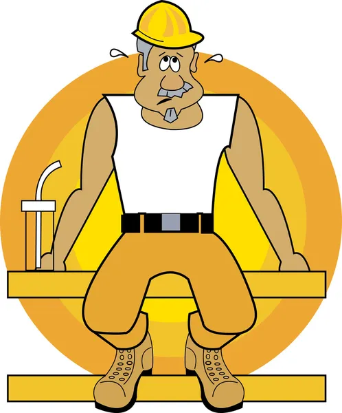 Sweaty Masculin Construcții Lucrător — Vector de stoc