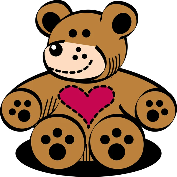Feliz oso de peluche relleno marrón — Vector de stock