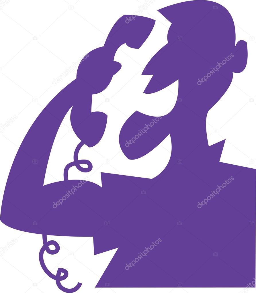 Silhouetted Man Screaming At A Telemarketer Over The Phone