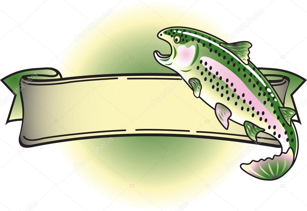 Blank Rainbow Trout Banner Over Green