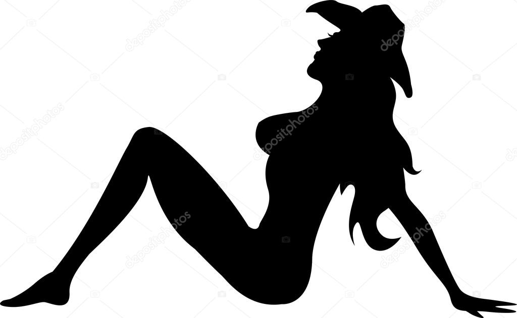 Black Silhouetted Nude Cowgirl