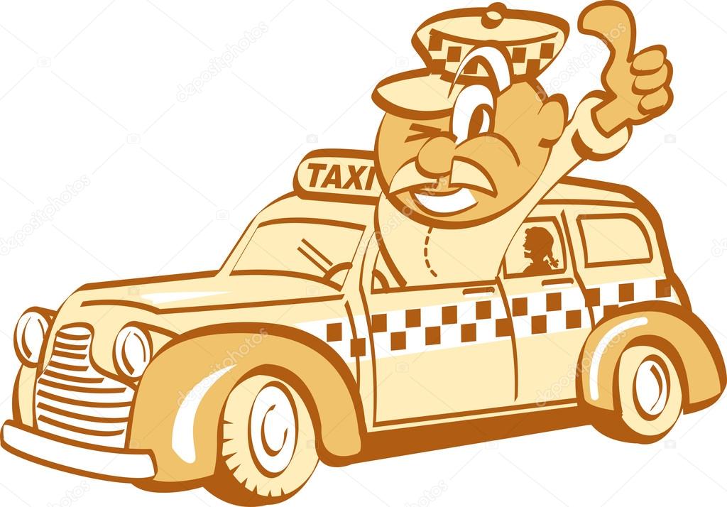 Retro Thumbs Up Taxi Driver Man