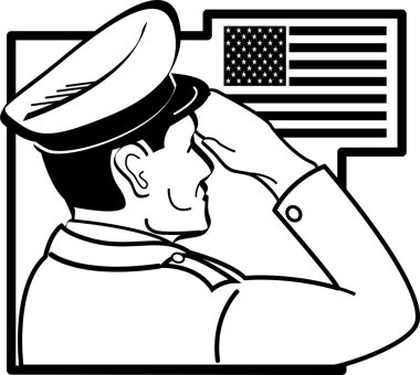 Amerikan bayrağını selamlayan memur