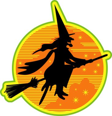 çirkin cadı bir süpürge üzerinde sürme