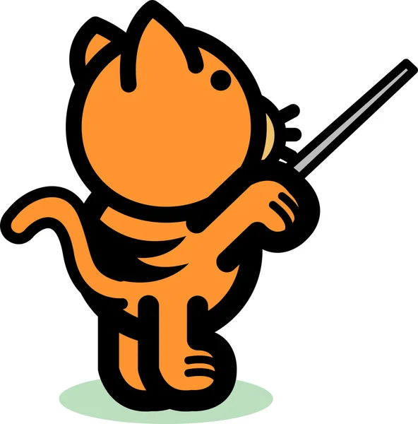 Orange Cat Points Something — Stock Vector