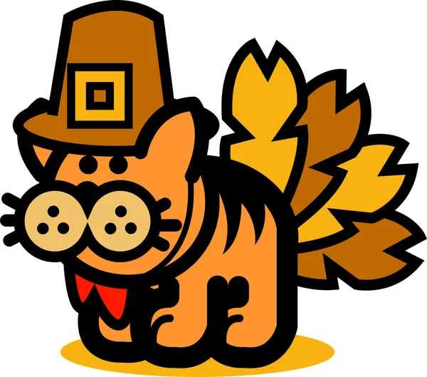 Ginger Cat Disguised as a Thanksgiving Turkey — Stock Vector