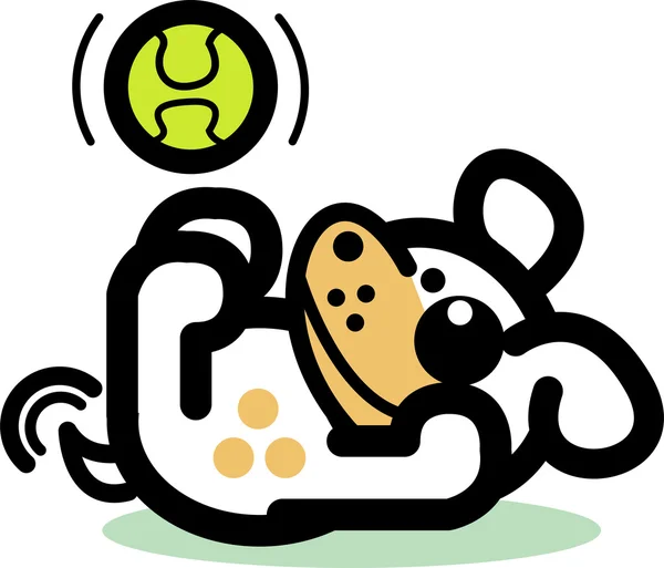 犬とテニス ボール — ストックベクタ