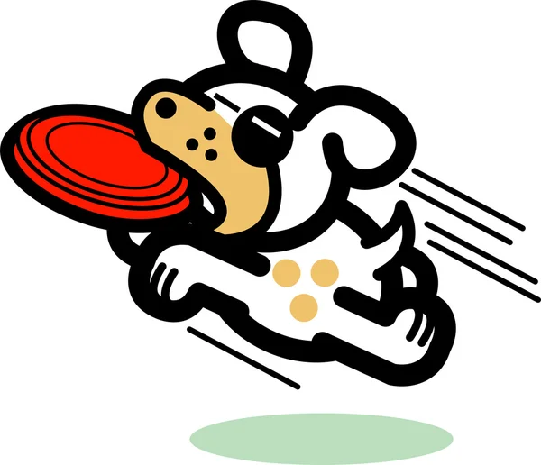 Σκύλος αλίευση ιπτάμενο δίσκο — Διανυσματικό Αρχείο