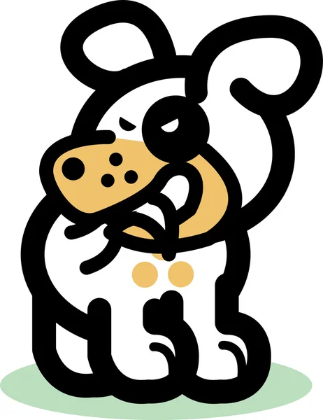 Perro de dibujos animados mordiendo cola — Vector de stock