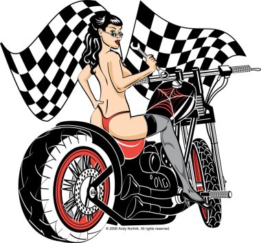 Woman sitting on a motorcycle